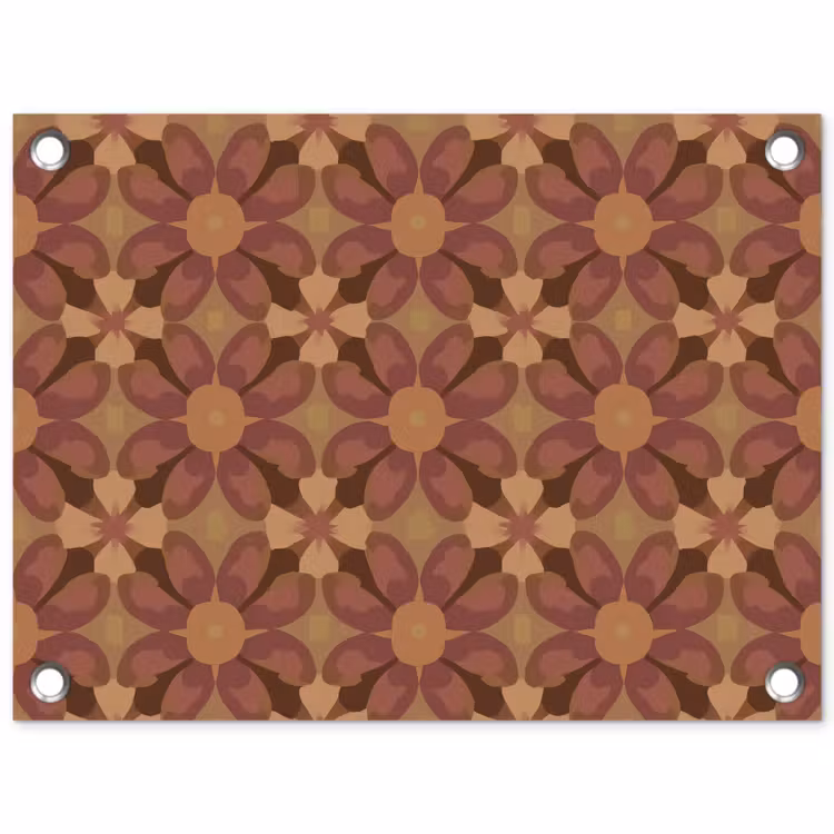 Retro - Bloemen - Bruin tuinposter los doek klein 239 -3d