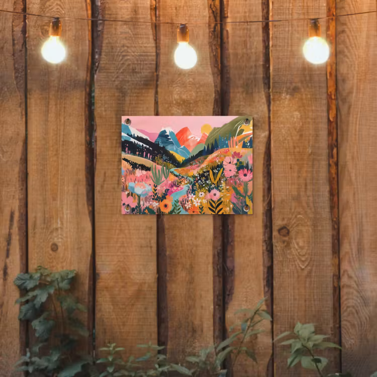 Rivier - Diepte - Bloemen tuinposter los doek klein -sfeer1
