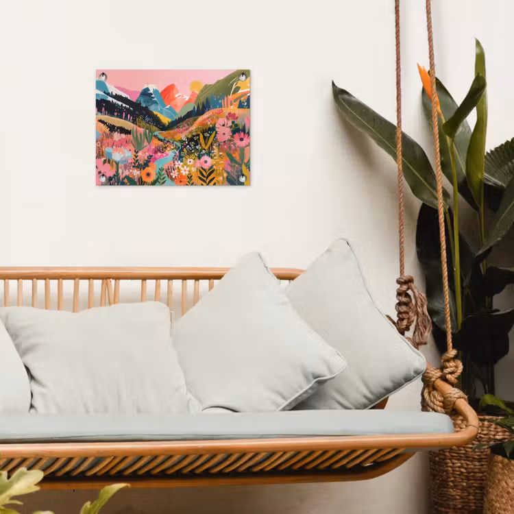 Rivier - Diepte - Bloemen tuinposter los doek klein -sfeer7
