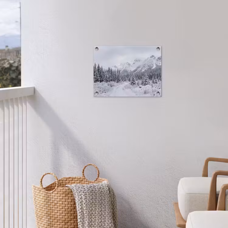 Weg - Bergen - Sneeuw - Naaldbos - Avontuurlijk tuinposter los doek klein -sfeer8