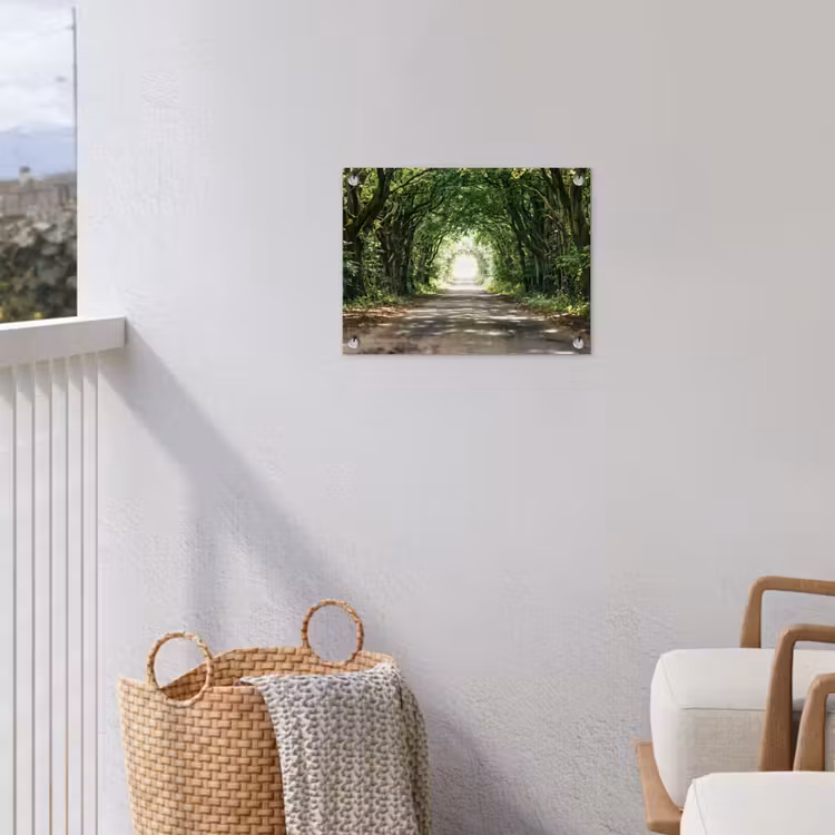Weg - Bomen - Natuur - Groen tuinposter los doek klein -sfeer8