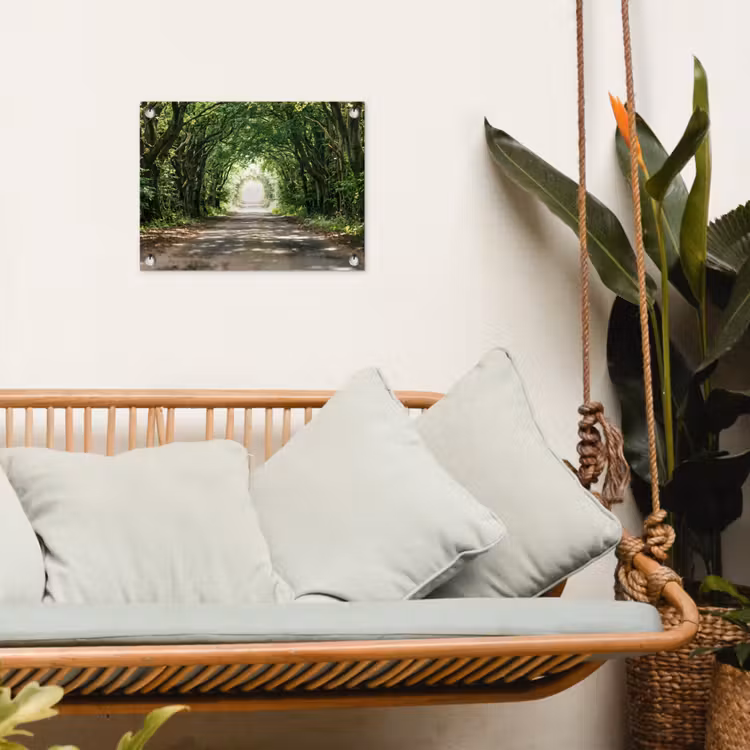 Weg - Bomen - Natuur - Groen tuinposter los doek klein -sfeer7