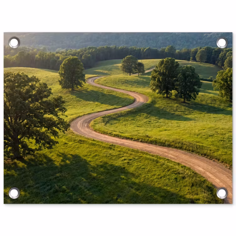 Weg - Weide - Natuur - Groen tuinposter los doek klein -3d