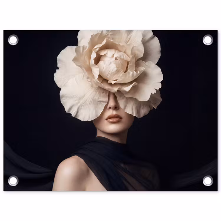 Roos - Tijdloos - Zwart tuinposter los doek klein -3d