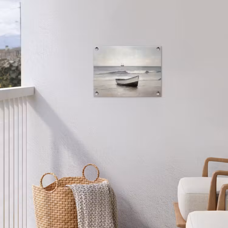 Roeiboot - Zee - Horizon tuinposter los doek klein -sfeer8
