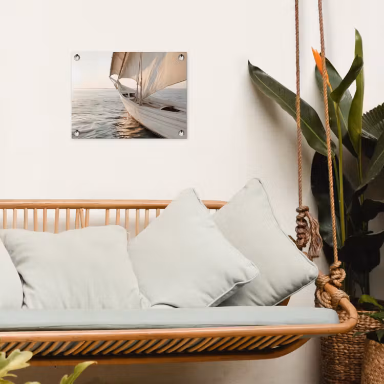 Zeilboot - Zee - Beige - Zon tuinposter los doek klein -sfeer7