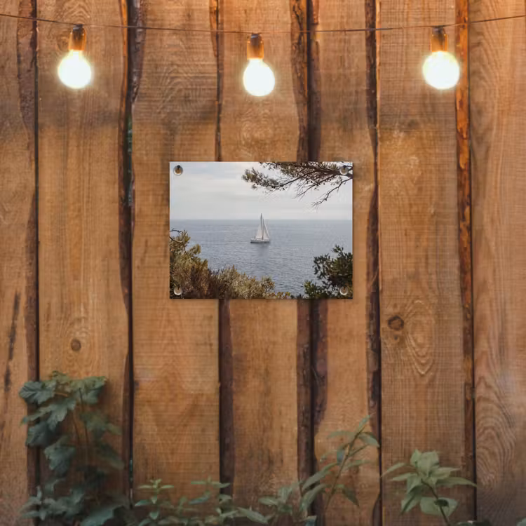 Garden Poster - Sailboat - trees - water - Zeilboot - bomen - water tuinposter los doek klein