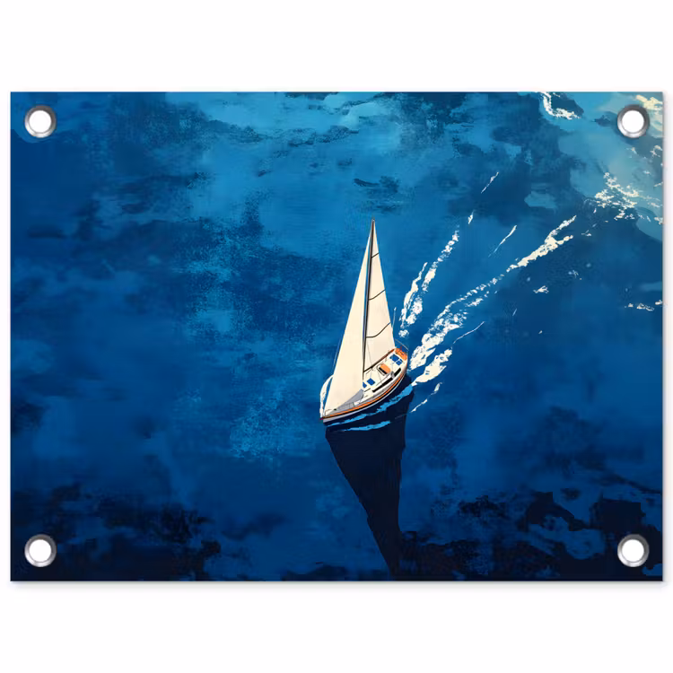 Zeilboot - Water - Abstract - Schaduw tuinposter los doek klein -3d