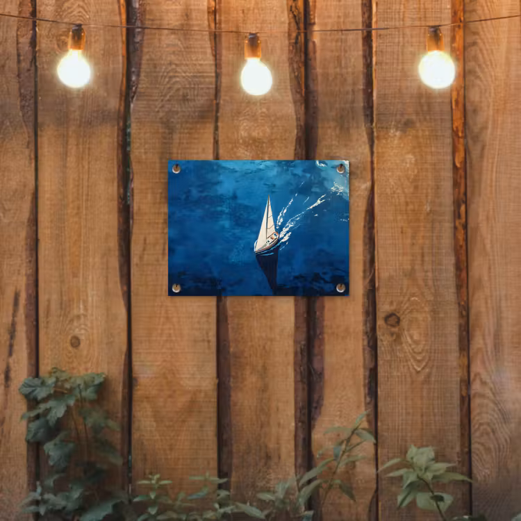 Zeilboot - Water - Abstract - Schaduw tuinposter los doek klein -sfeer1