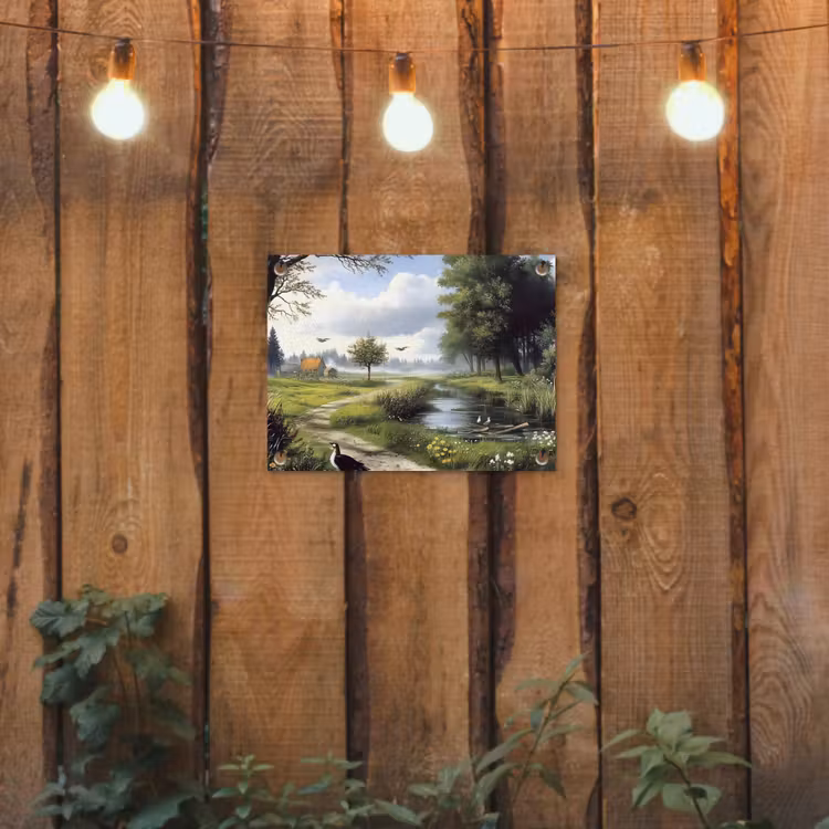 Zandpad - Groen landschap - Water tuinposter los doek klein -sfeer1
