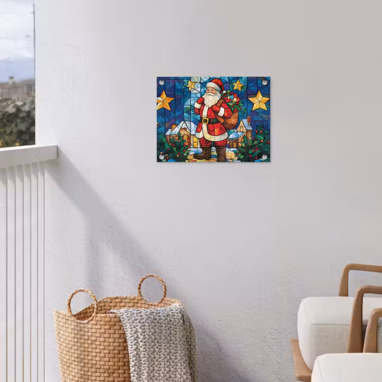 Kerstman - Glas - Kleurrijk tuinposter los doek klein -sfeer8