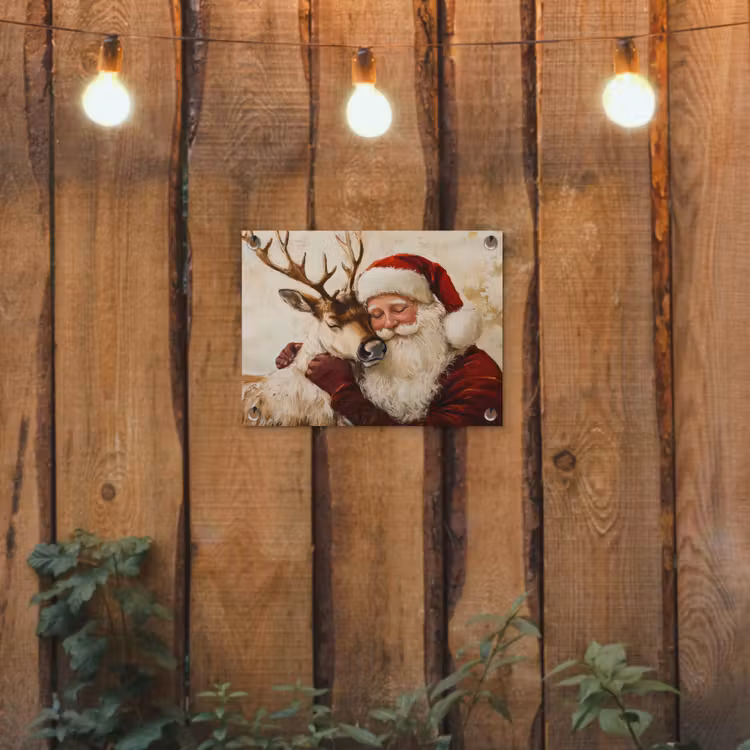 Kerstman - Rendier - Kerst - Christmas tuinposter los doek klein -sfeer1