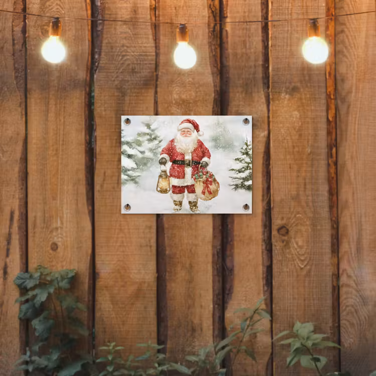Kerstman- Winter - Sneeuw - Wit - Rood tuinposter los doek klein -sfeer1