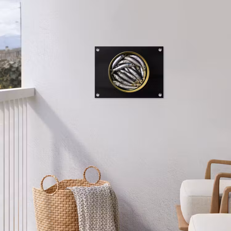 Sardines - Vissen - Rond - Zwart tuinposter los doek klein -sfeer8