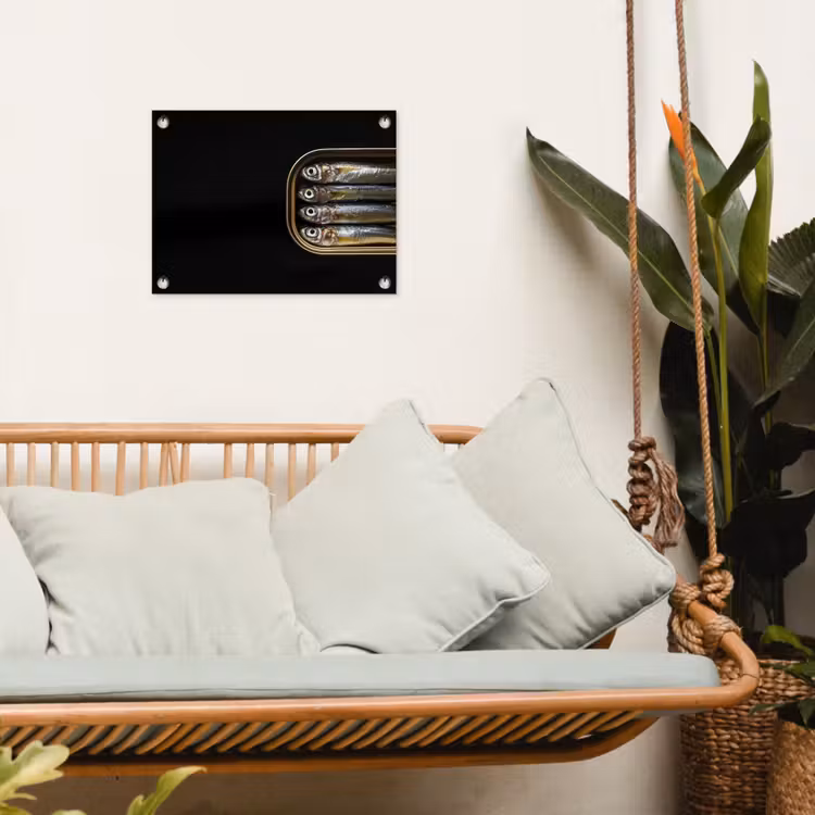 Sardines - Blik - Zwart - Vissen tuinposter los doek klein -sfeer7