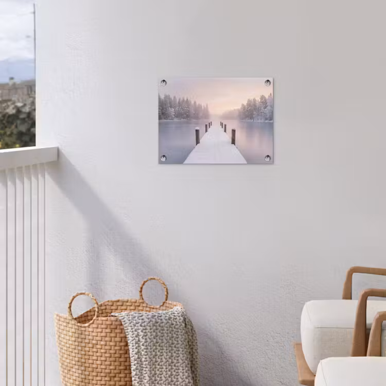 Steiger - Meer - Mist - Winter - Serene tuinposter los doek klein -sfeer8