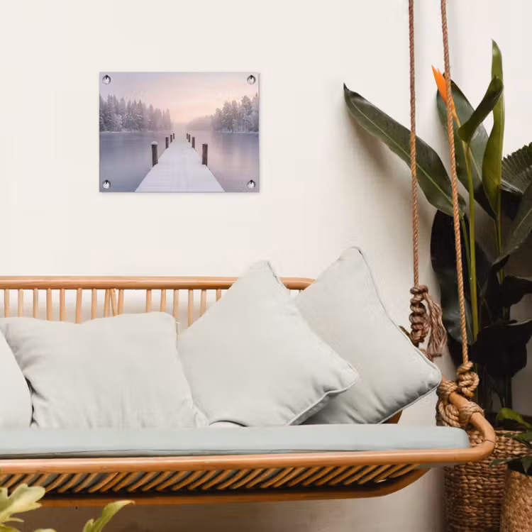 Steiger - Meer - Mist - Winter - Serene tuinposter los doek klein -sfeer7
