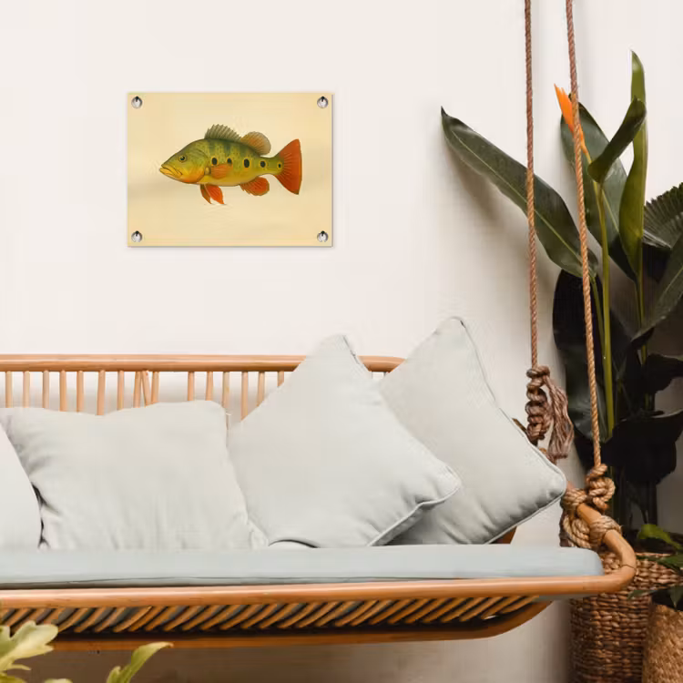 Schubben - Vis - Groen - Illustratie tuinposter los doek klein -sfeer7