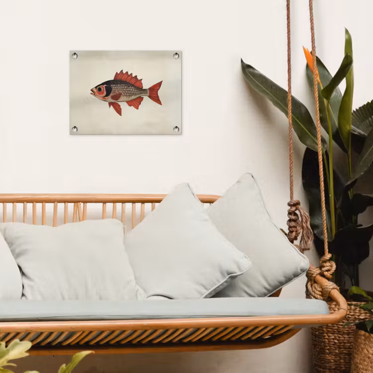 Schubben - Rood - Vis - Vinnen tuinposter los doek klein -sfeer7