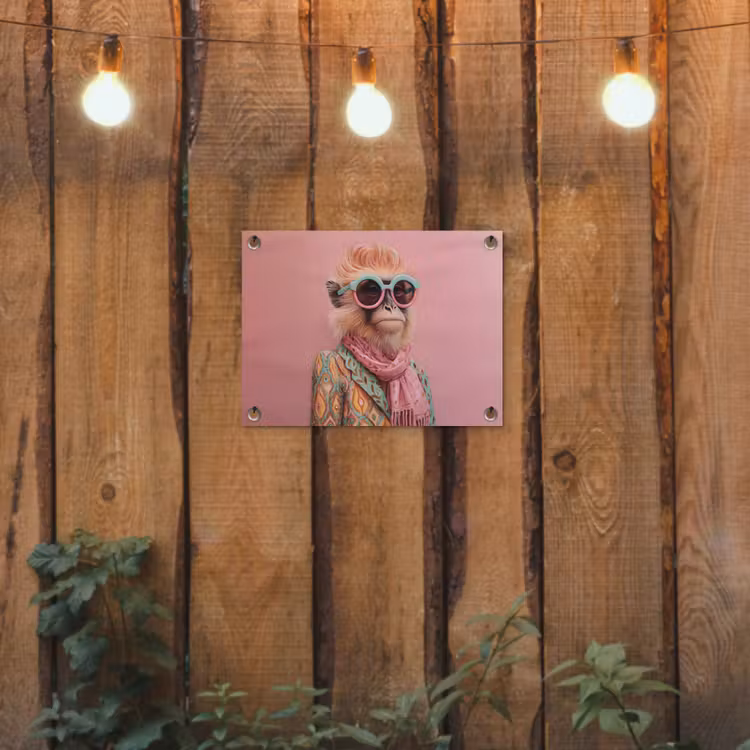 Sjaal - Aap - Zonnebril - Jasje tuinposter los doek klein -sfeer1