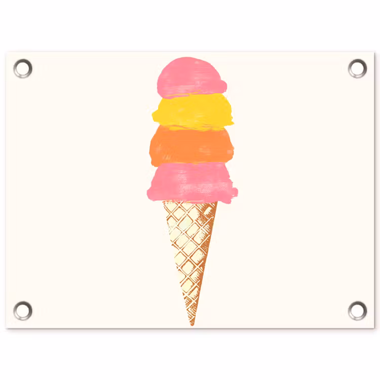Schepijs - Hoorntje - Illustratie - Minimalistisch tuinposter los doek klein -3d
