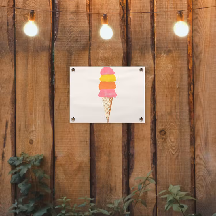 Schepijs - Hoorntje - Illustratie - Minimalistisch tuinposter los doek klein -sfeer1