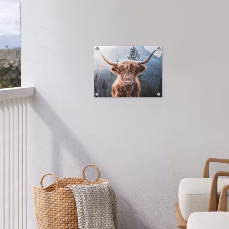 Schotse hooglander - Koe - Dieren - Berg - Natuur tuinposter los doek klein -sfeer8