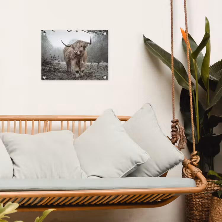 Schotse hooglander - Natuur - Herfst - Dieren - Wild - Bos tuinposter los doek klein -sfeer7