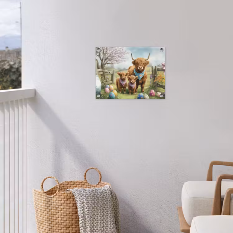Schotsehooglanders - Paaseieren - Lente tuinposter los doek klein -sfeer8