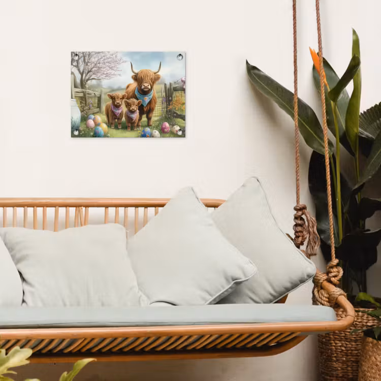 Schotsehooglanders - Paaseieren - Lente tuinposter los doek klein -sfeer7