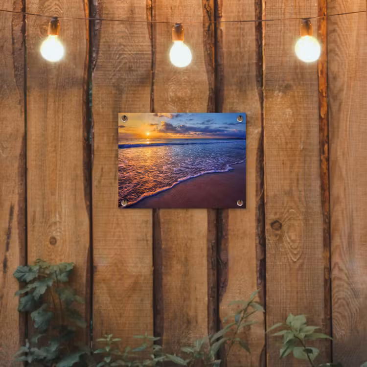 Zee - Strand - Zonsondergang - Wolken - Horizon tuinposter los doek klein -sfeer1