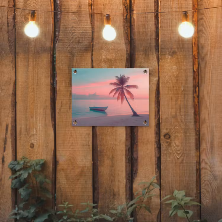 Zee - Boot - Zonsondergang tuinposter los doek klein -sfeer1