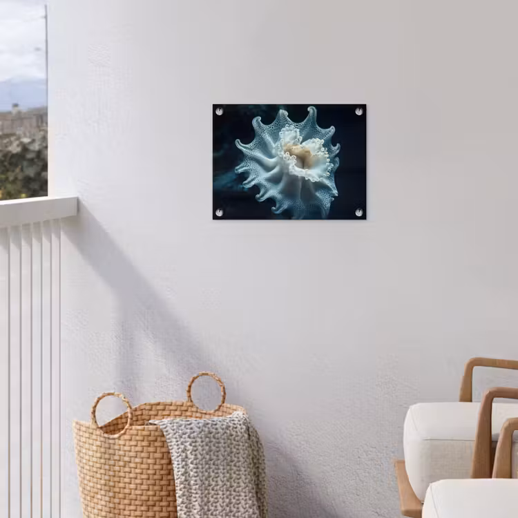 Zeewezen - Wit - Golven - Water tuinposter los doek klein -sfeer8