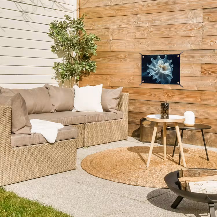 Zeewezen - Wit - Golven - Water tuinposter los doek klein -sfeer4