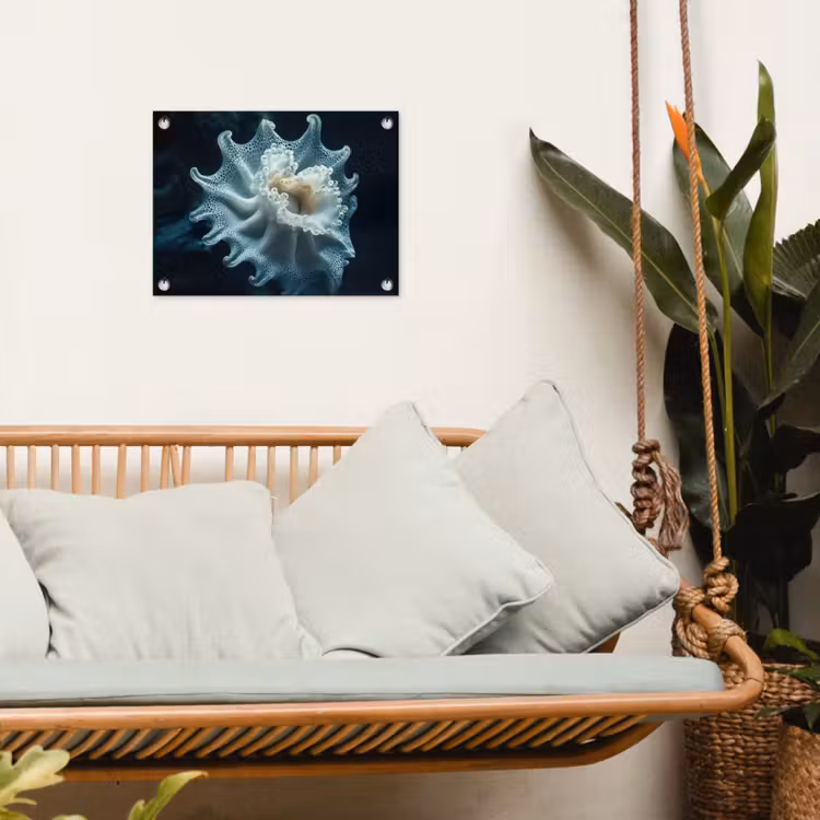 Zeewezen - Wit - Golven - Water tuinposter los doek klein -sfeer7