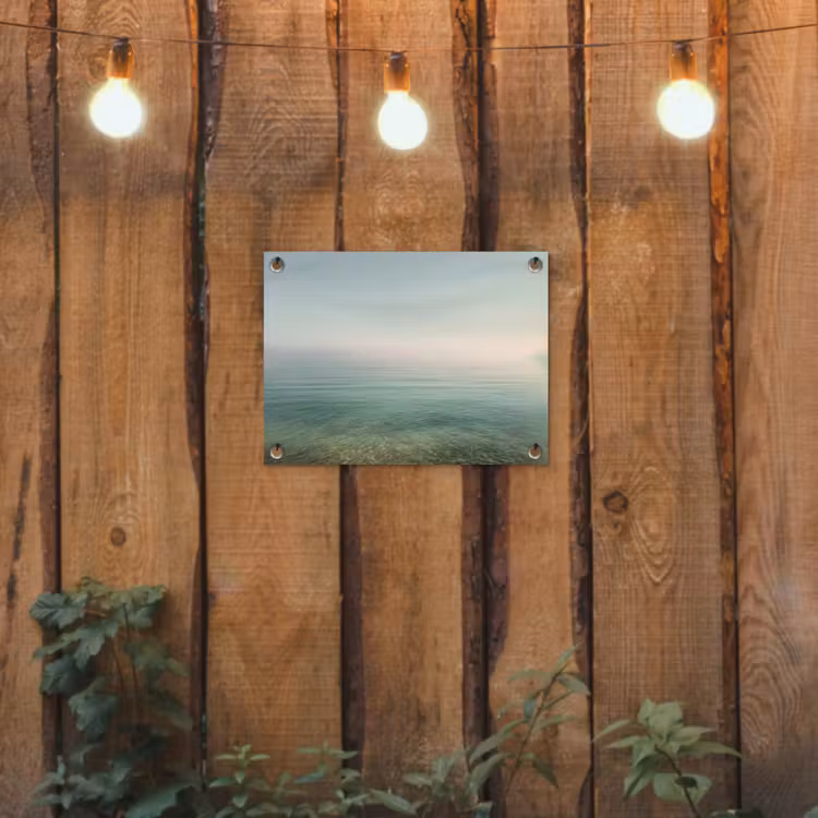 Zee - Horizon - Blauw - Mist tuinposter los doek klein -sfeer1