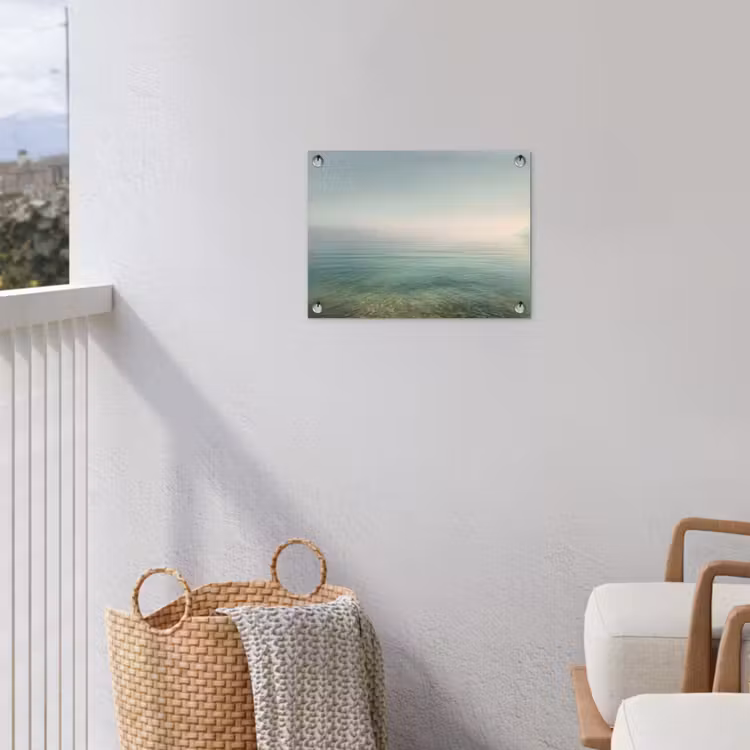 Zee - Horizon - Blauw - Mist tuinposter los doek klein -sfeer8