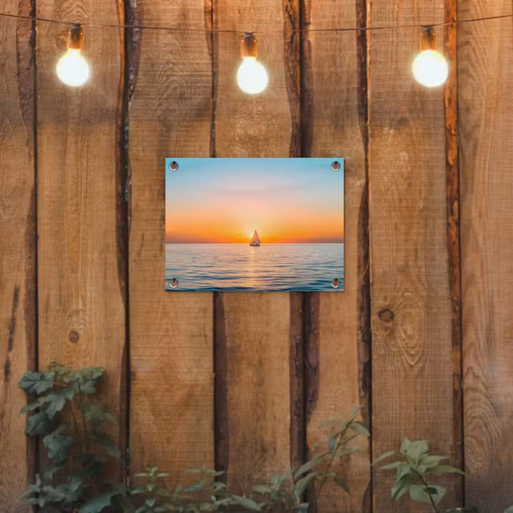Zee - Zeilboot - Zonsondergang tuinposter los doek klein -sfeer1
