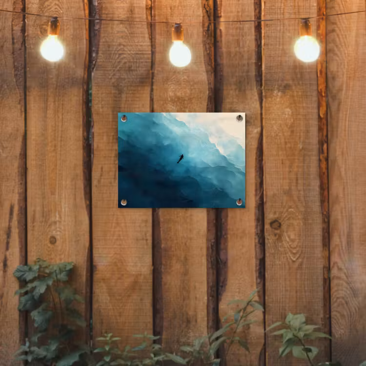 Zee - Silhouet - Abstract - Blauw tuinposter los doek klein -sfeer1