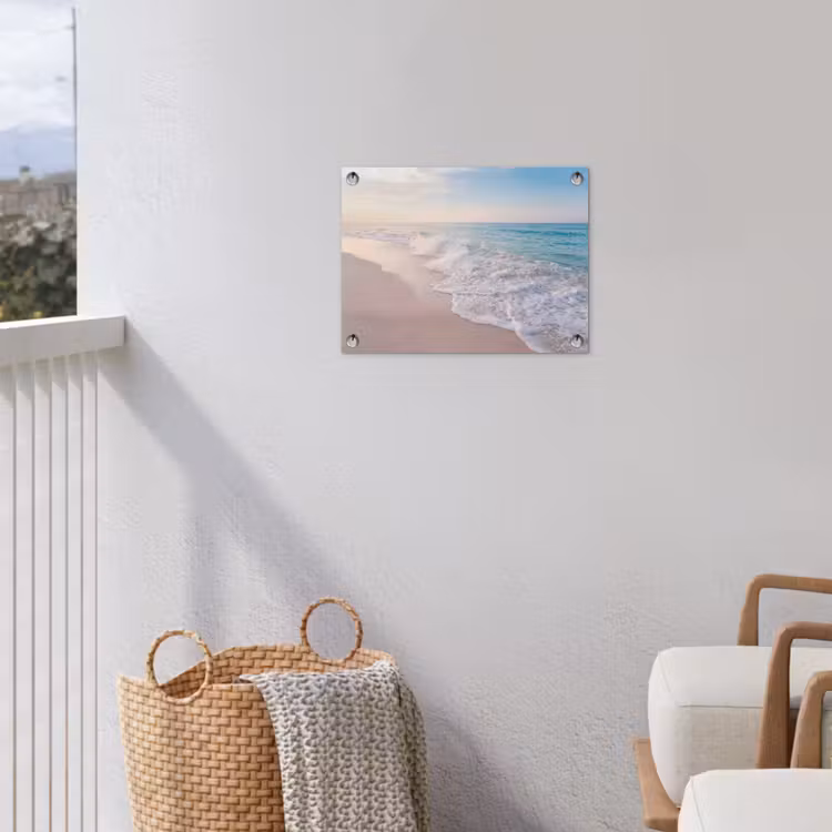 Zee - Golven - Strand - Natuur - Wit tuinposter los doek klein -sfeer8
