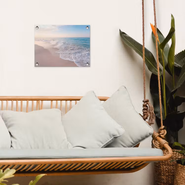 Zee - Golven - Strand - Natuur - Wit tuinposter los doek klein -sfeer7