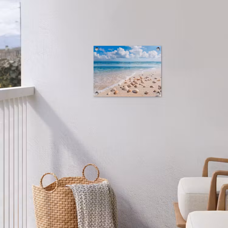 Schelpen - Strand - Natuur - Beige tuinposter los doek klein -sfeer8
