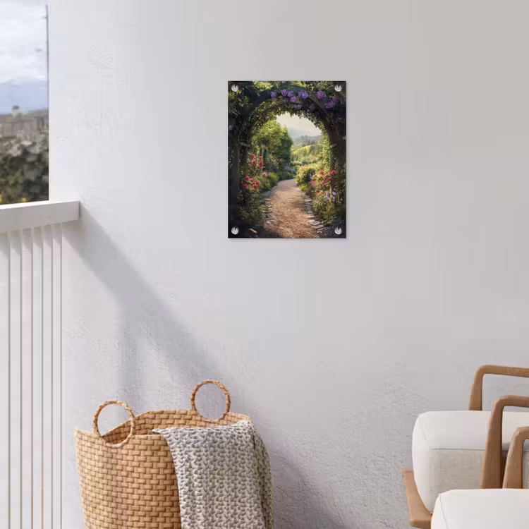 Doorkijk - Landschap - Bloemen - Tuinboog - Natuur tuinposter los doek klein -sfeer8