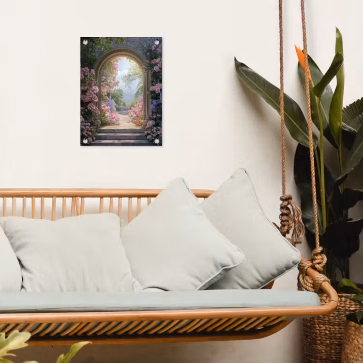 Doorkijk - Rozen - Vintage - Bloemen tuinposter los doek klein -sfeer7