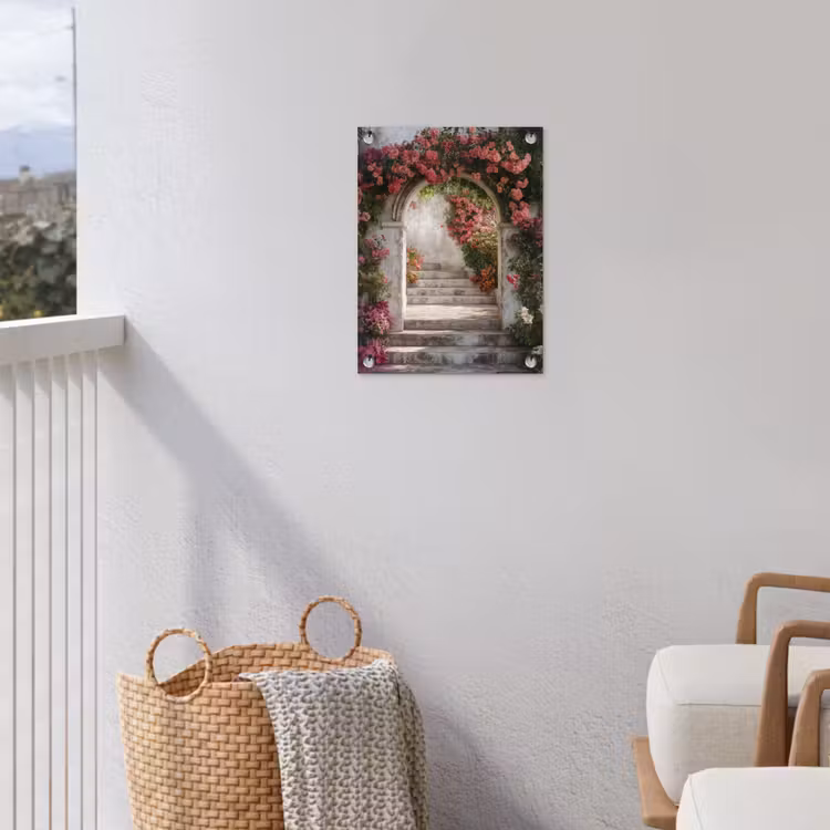 Doorkijk - Rozen - Vintage - Poort tuinposter los doek klein -sfeer8
