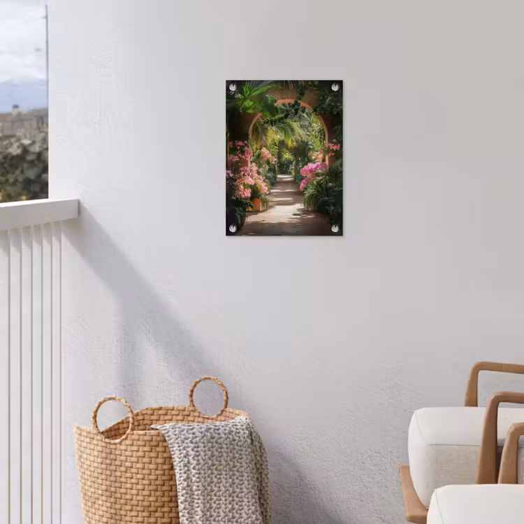 Doorkijk - Tropisch - Bloemen - Natuur tuinposter los doek klein -sfeer8