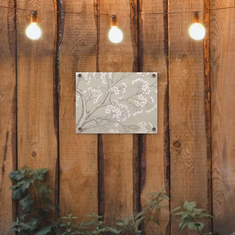 Sereen - Bloesem - Wit tuinposter los doek klein -sfeer1