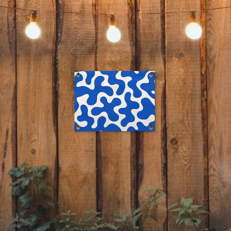 Vormen - Abstract - Blauw - Golven tuinposter los doek klein -sfeer1
