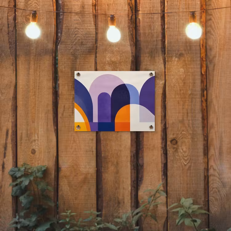 Vormen - Abstract - Grafisch - Oranje tuinposter los doek klein -sfeer1