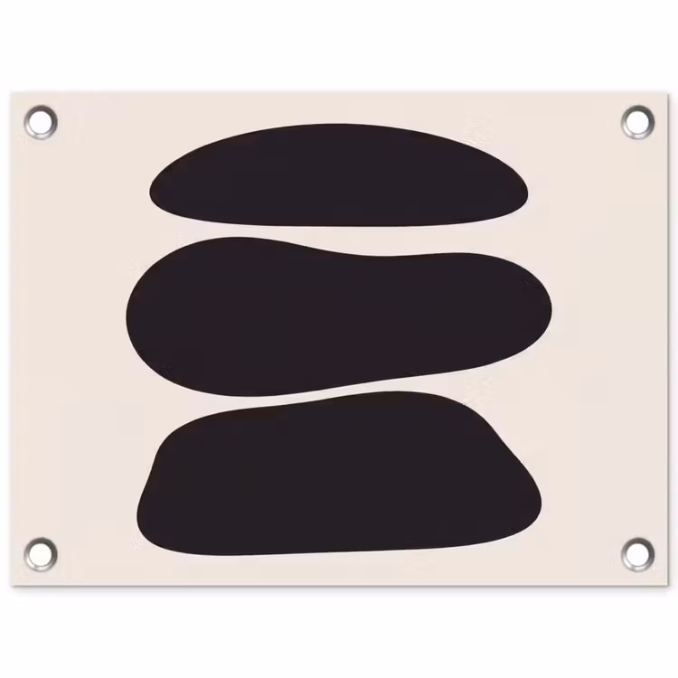Garden Poster - Shapes - Organic - Black - Vormen - Organisch - Zwart tuinposter los doek klein